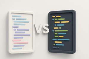3D comparison of clean code vs clever code in a minimalist layout